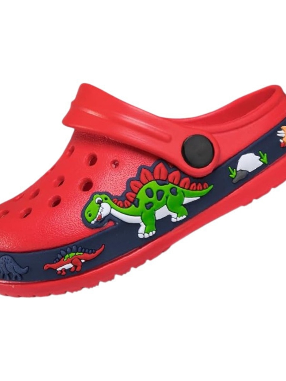 Kids Red Dinosaur Clog Sandals - Comfortable Slip-On